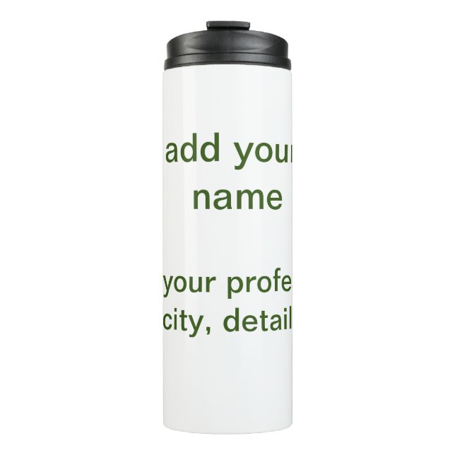 Simple minimal green add your text name photo cust thermal tumbler (Front)