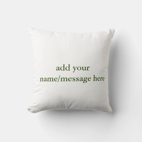 Simple minimal green add your text name photo cust throw pillow