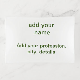 Simple minimal green add your text name photo cust trinket tray