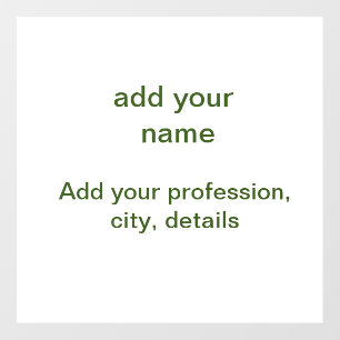 Simple minimal green add your text name photo cust wall decal