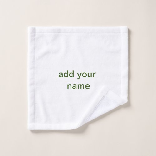 Simple minimal green add your text name photo cust wash cloth