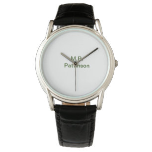 Simple minimal green add your text name photo cust watch