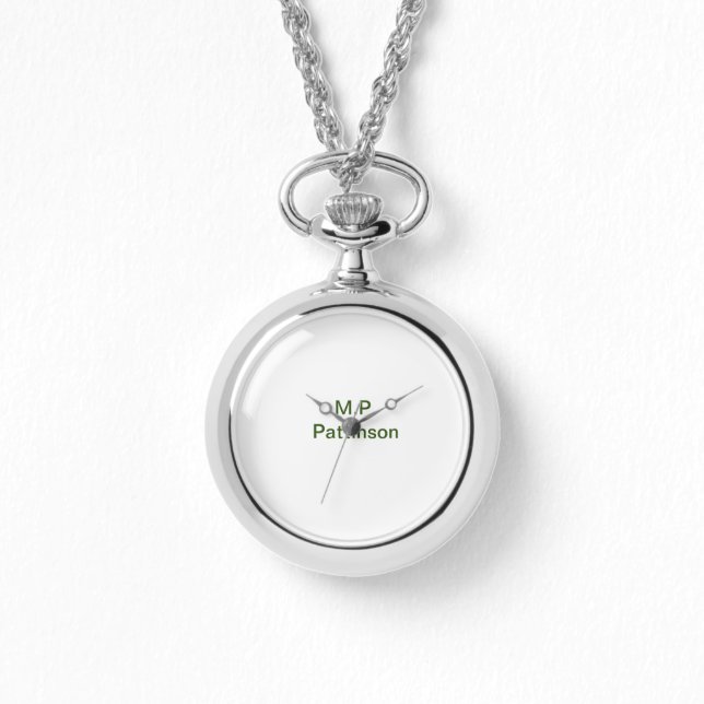 Simple minimal green add your text name photo cust watch (Front)
