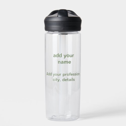 Simple minimal green add your text name photo cust water bottle