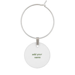 Simple minimal green add your text name photo cust wine charm