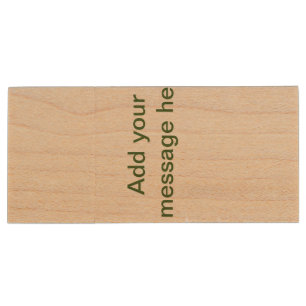 Simple minimal green add your text name photo cust wood flash drive