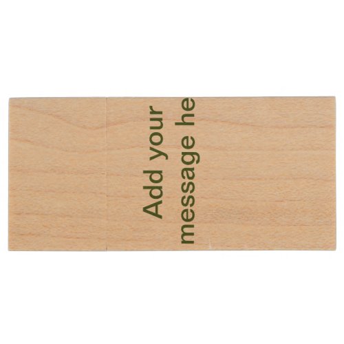 Simple minimal green add your text name photo cust wood flash drive