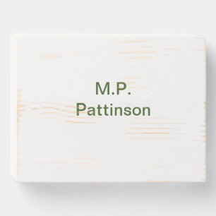 Simple minimal green add your text name photo cust wooden box sign