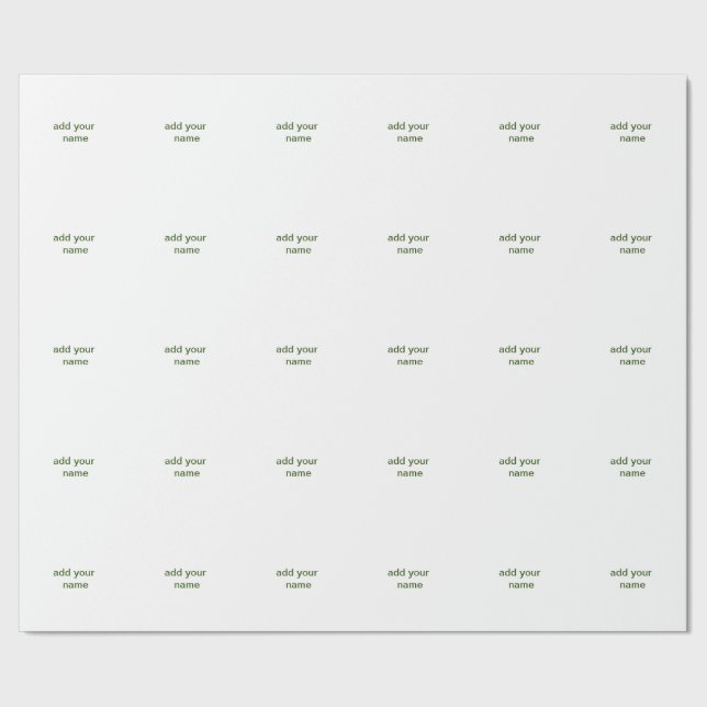 Simple minimal green add your text name photo cust wrapping paper (Seam)