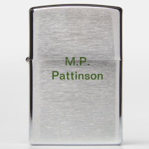 Simple minimal green add your text name photo cust zippo lighter