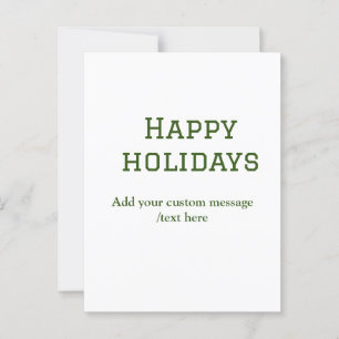 Simple minimal green happy holidays Christmas  Postcard