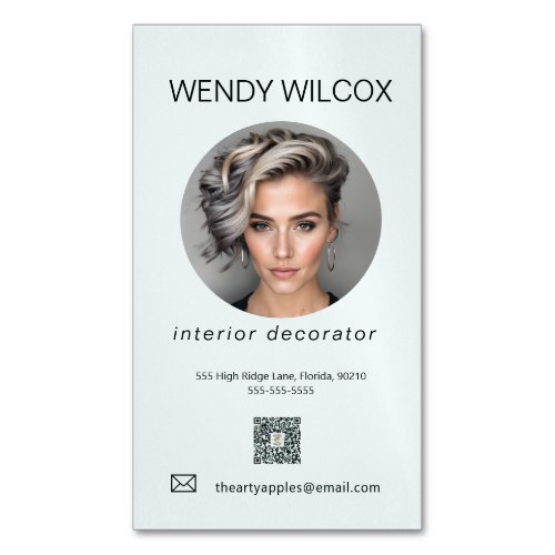 Simple Minimal green Professional Custom Photo Business Card Magnet