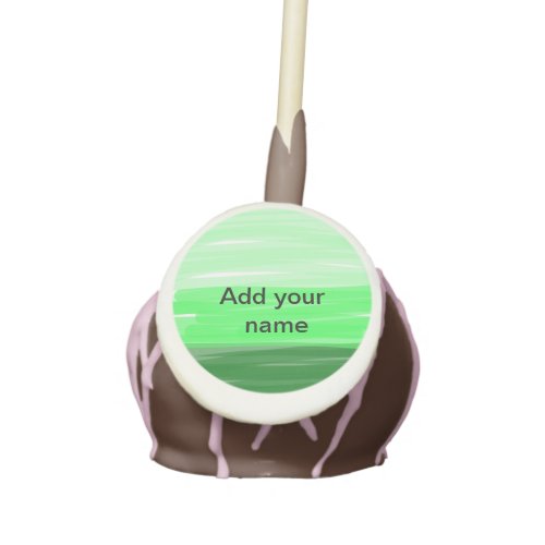 Simple minimal green shade add name text logo thro cake pops