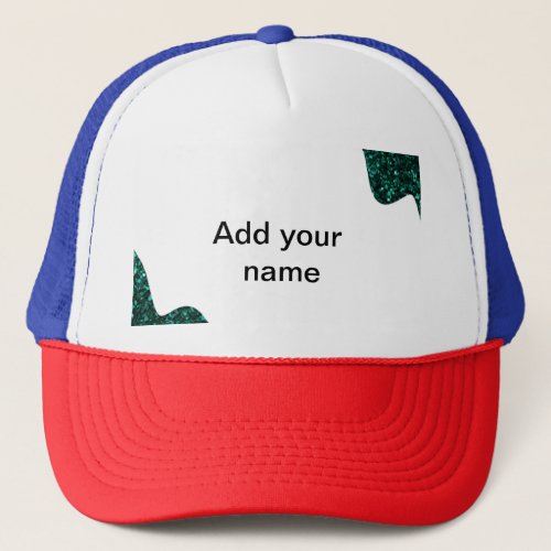 Simple minimal green shade add name text logo thro trucker hat