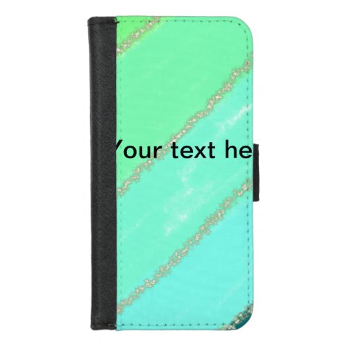 Simple minimal green watercolor glitter add text t iPhone 87 wallet case