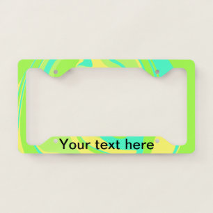 Simple minimal green watercolor glitter add text t license plate frame