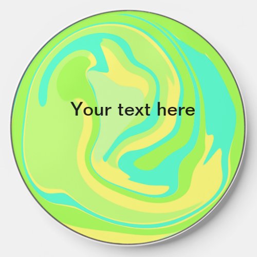 Simple minimal green watercolor glitter add text t wireless charger 