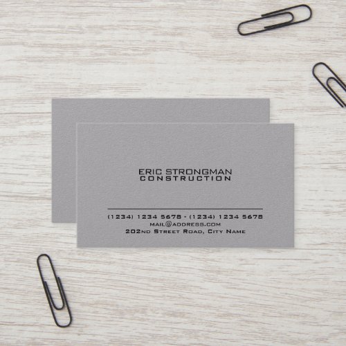 Simple minimal grey cement kraft style business card