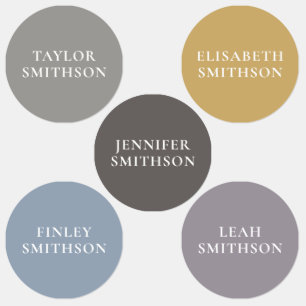 Simple Minimal Grey Ochre Blue Custom Name School Labels