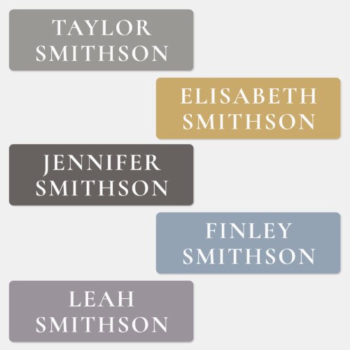  Simple Minimal Grey Ochre Blue Custom Name School Labels