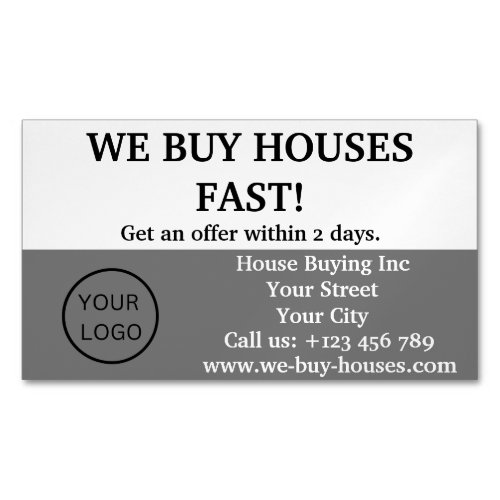 Simple Minimal Grey White Realtor We Buy Houses  Business Card Magnet