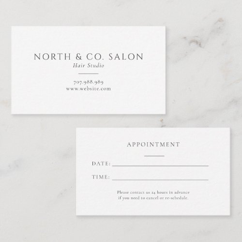 Simple Minimal Hair Salon Appointment Card