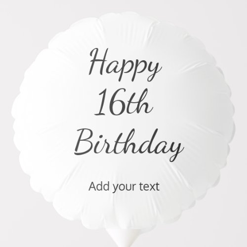 simple minimal happy 16th birthday any age name balloon