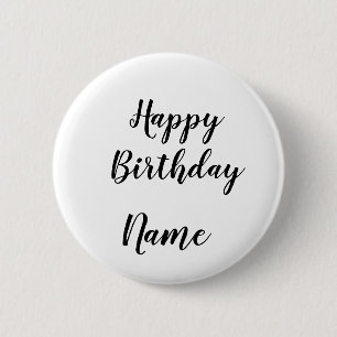 simple minimal happy birthday add your name button