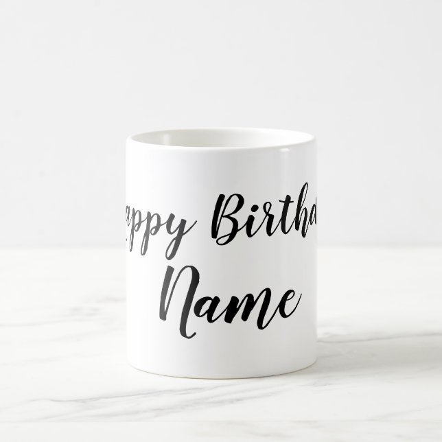 simple minimal happy birthday add your name card coffee mug (Center)