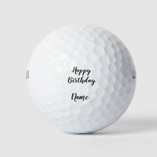 simple minimal happy birthday add your name card  golf balls