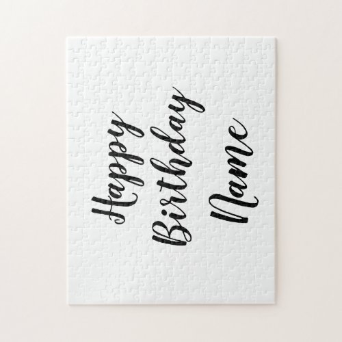 simple minimal happy birthday add your name card jigsaw puzzle