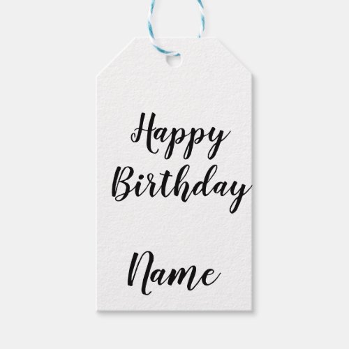 simple minimal happy birthday add your name  gift tags