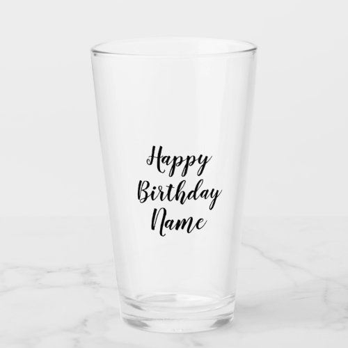 simple minimal happy birthday add your name  glass