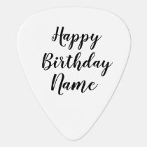 simple minimal happy birthday add your name guitar pick