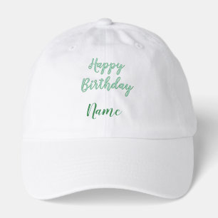 simple minimal happy birthday add your name hat