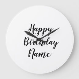 simple minimal happy birthday add your name  large clock