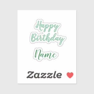 simple minimal happy birthday add your name sticker