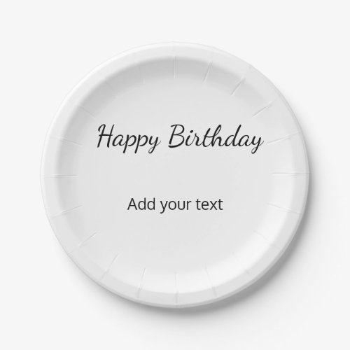 simple minimal happy birthday add your text name paper plates