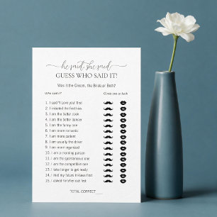 Simple Minimal He Said She Said Bridal Shower Game Invitation
