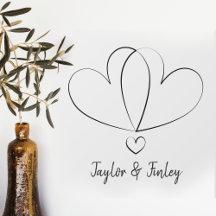 Simple Minimal Heart Modern Custom Names Wedding