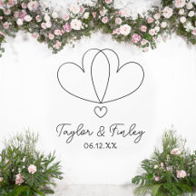Simple Minimal Heart Modern Custom Names Wedding