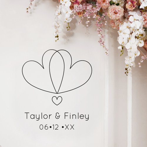  Simple Minimal Heart Modern Custom Names Wedding Wall Decal