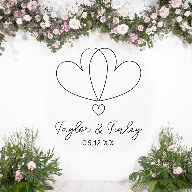   Simple Minimal Heart Modern Custom Names Wedding Wall Decal (Creator Uploaded)