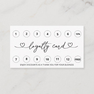 *~* Simple Minimal Heart QR LOGO Rewards Thank you Loyalty Card