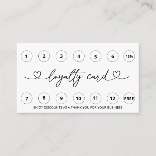  Simple Minimal Heart QR LOGO Rewards Thank you Loyalty Card