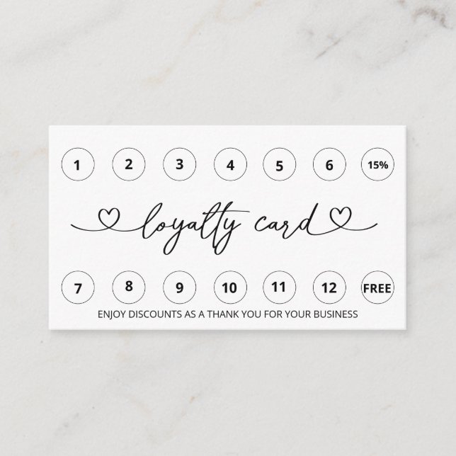 *~* Simple Minimal Heart QR LOGO Rewards Thank you Loyalty Card (Front)