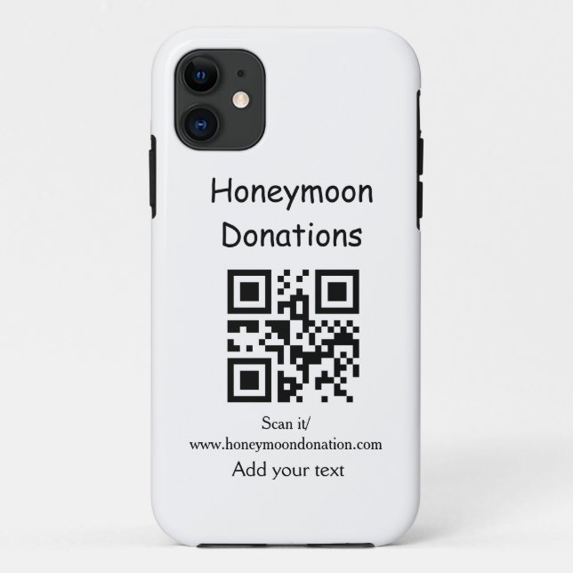 Simple minimal honeymoon donations wedding q r cod Case-Mate iPhone case (Back)