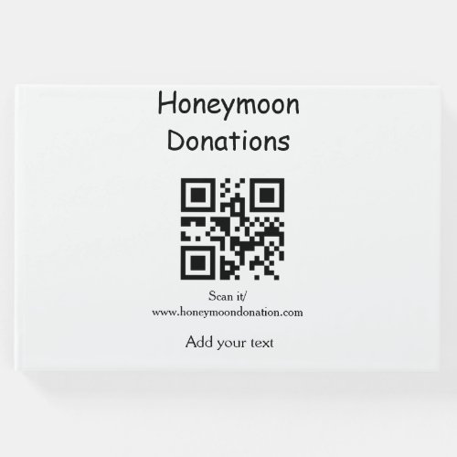 Simple minimal honeymoon donations wedding q r cod guest book