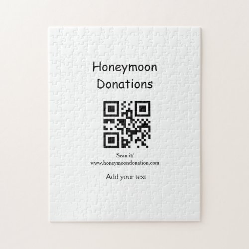 Simple minimal honeymoon donations wedding q r cod jigsaw puzzle