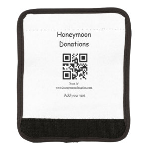 Simple minimal honeymoon donations wedding q r cod luggage handle wrap